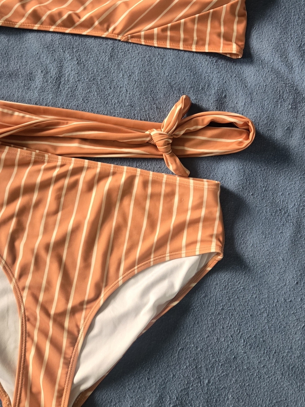 Nani Side Tie Bathing Suit In Terracotta With Stripe. Size L - Picture 4 of 13
